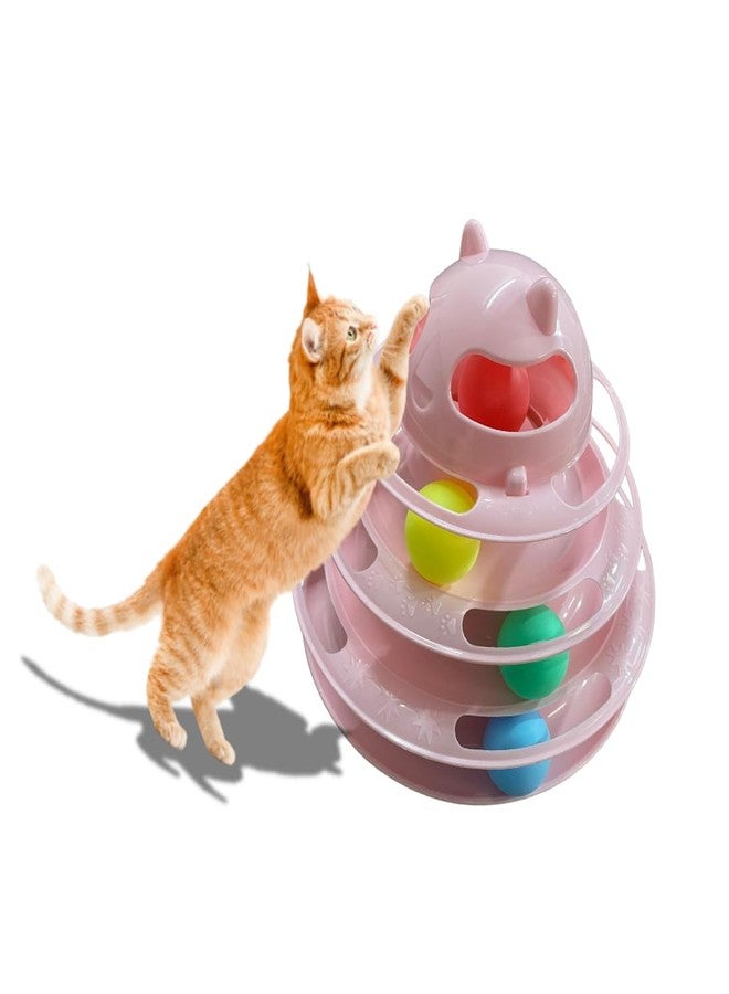PET FUN لعبة برج المسارات التفاعلية من بيت فن | لعبة ألغاز ممتعة من 3 طبقات للقطط مع كرات ملونة، تعزز النشاط الذهني والبدني، مثالية للقطط الصغيرة والبالغة - Image 3